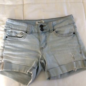 Light wash jean shorts